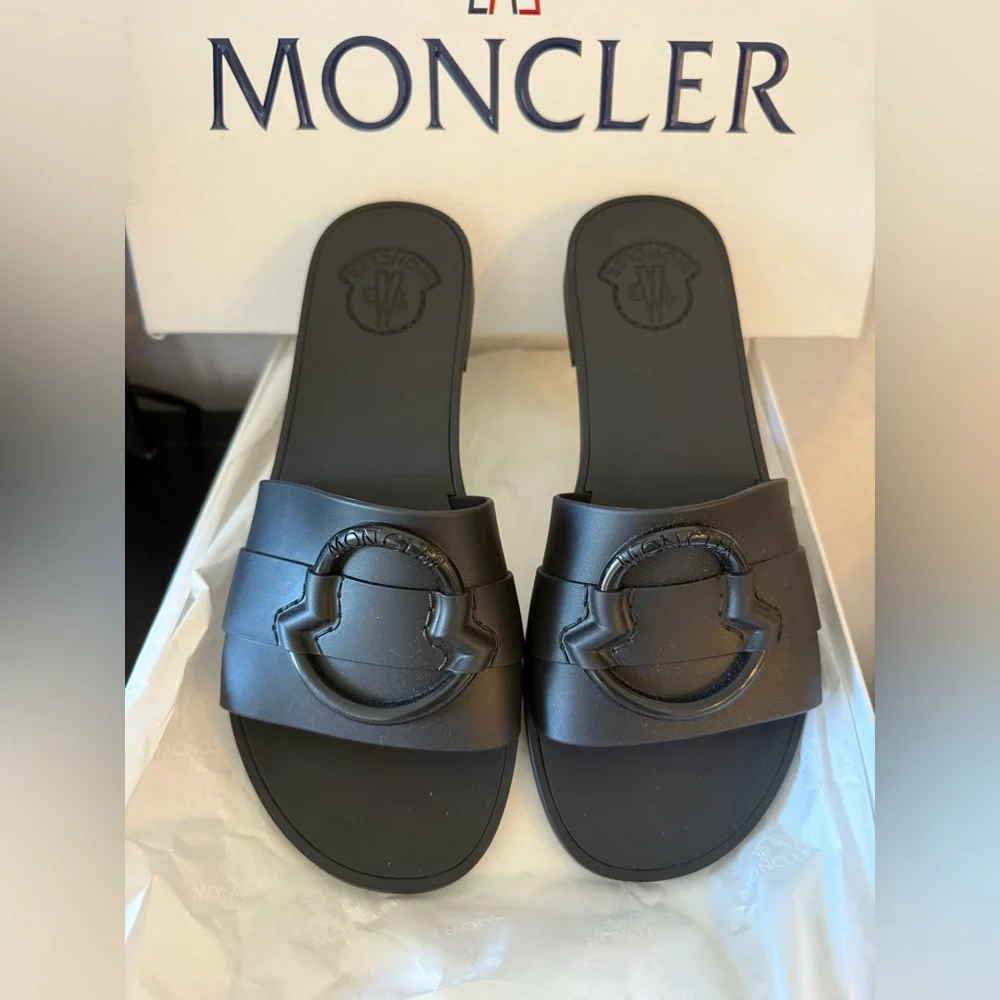 Moncler Women's Mon Slide Sandals, Black, Size 38, NWB!! - Picture 3 of 9